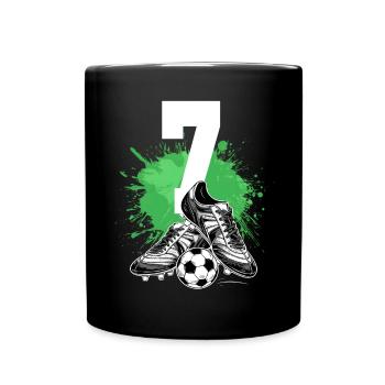 7th Birthday 7 Years Soccer Soccer Player - Full Colour Mug - black - Front
