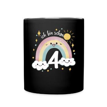 4th Birthday Shirt Rainbow Cloud - Full Colour Mug - black - Front