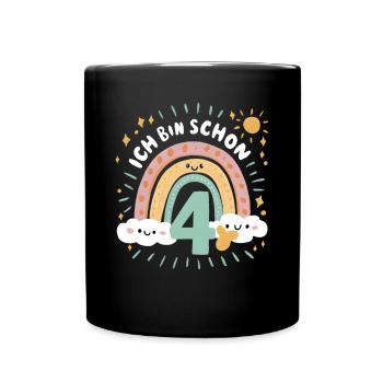 4th Birthday Shirt Rainbow Cloud - Full Colour Mug - black - Front