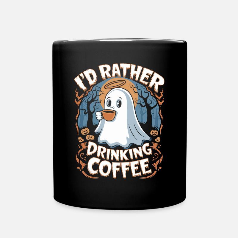 Halloween-Gespenst In Der Nacht: Lieber Kaffee - Tasse einfarbig - Schwarz