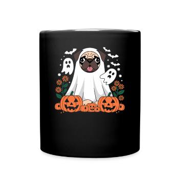 Carlin de citrouilles fantômes de chien d'Halloween - Mug uni - noir - Devant