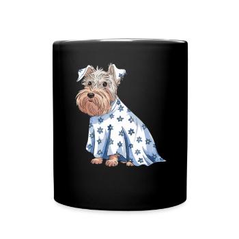 Joli chien portant un costume de fantôme d'Halloween - Mug uni - noir - Devant