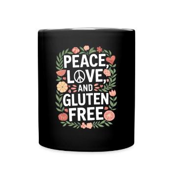 Peace, Love, And Gluten Free - Full Colour Mug - black - Front