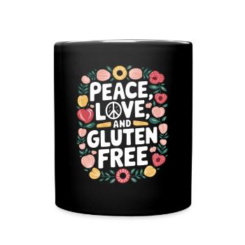 Paix, amour et sans gluten - Mug uni - noir - Devant