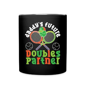Funny Tennis Player Racket Daddy's - Tasse einfarbig - Schwarz - Vorne