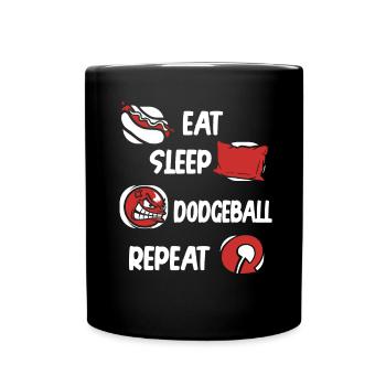 Eat Sleep Dodgeball Repeat Team Game Prisonball - Full Colour Mug - black - Front