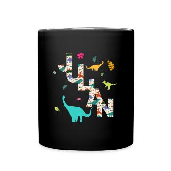 JULIAN - Schöner Jungen Name mit Dinosaurier - Tasse einfarbig - Schwarz - Vorne