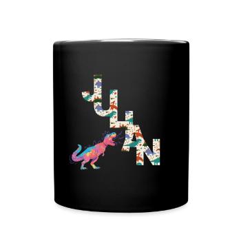 JULIAN - Schöner Jungen Name mit Dinosaurier - Tasse einfarbig - Schwarz - Vorne
