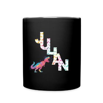 JULIAN - Schöner Jungen Name mit Dinosaurier - Tasse einfarbig - Schwarz - Vorne