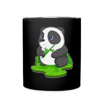 Panda Bambus - Tasse einfarbig - Schwarz - Vorne