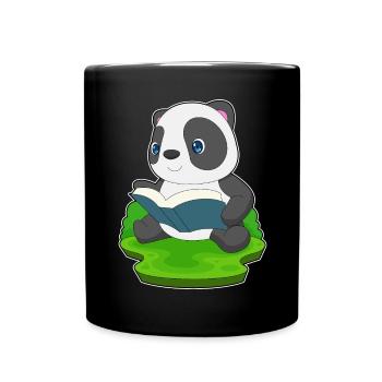 Panda Nerd Buch  - Tasse einfarbig - Schwarz - Vorne