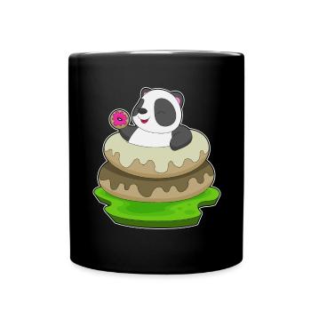 Panda Donut - Tasse einfarbig - Schwarz - Vorne