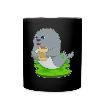 Seal Vase - Full Colour Mug - black - Front