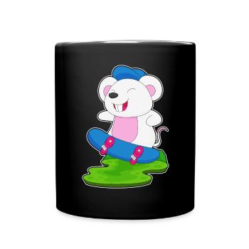 Maus Skater Skateboard - Tasse einfarbig - Schwarz - Vorne