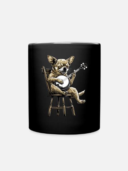 Chihuahua Hund Bluegrass Banjo Spieler - Tasse einfarbig - Schwarz