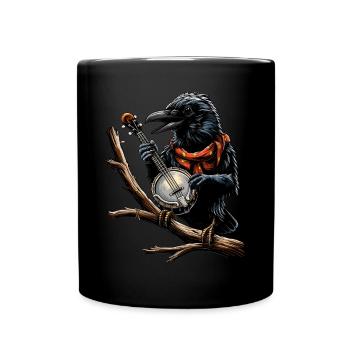 Crow Raven Joueur de banjo bluegrass - Mug uni - noir - Devant