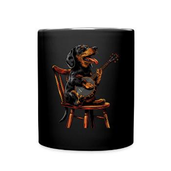Teckel Chien Bluegrass Joueur de Banjo - Mug uni - noir - Devant