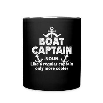 Boat Captain Funny Boat Sailing Lake Boater - Full Colour Mug - black - Front