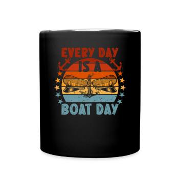 Boat Captain Funny Boat Sailing Lake Boater - Full Colour Mug - black - Front