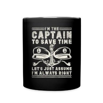 Boat Captain Funny Boat Sailing Lake Boater - Full Colour Mug - black - Front