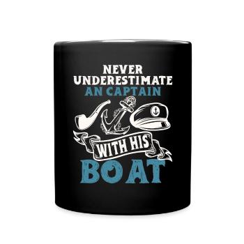 Boat Captain Funny Boat Sailing Lake Boater - Full Colour Mug - black - Front