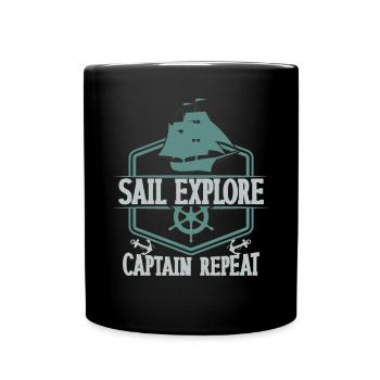 Boat Captain Funny Boat Sailing Lake Boater - Full Colour Mug - black - Front