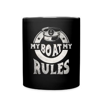 Boat Captain Funny Boat Sailing Lake Boater - Full Colour Mug - black - Front