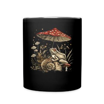 Cottagecore Esthétique Grenouille Coquille Champignon Witchy F - Mug uni - noir - Devant