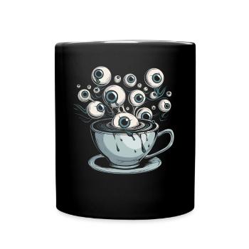 Weirdcore Ästhetische Kaffeetasse Menschlicher Aug - Tasse einfarbig - Schwarz - Vorne