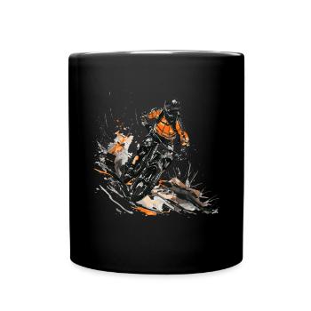 MTB biker American flag, Mountain Bike - Tasse einfarbig - Schwarz - Vorne