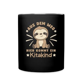 Aus Dem Weg Hier Kommt Ein Kitakind - Tasse einfarbig - Schwarz - Vorne