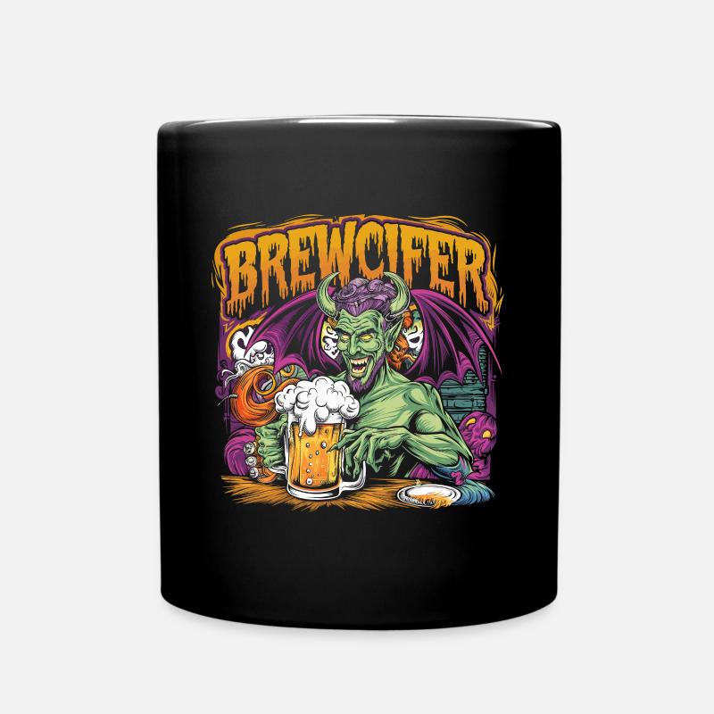 Brewcifer Devil Beer Lover Halloween - Full Colour Mug - black
