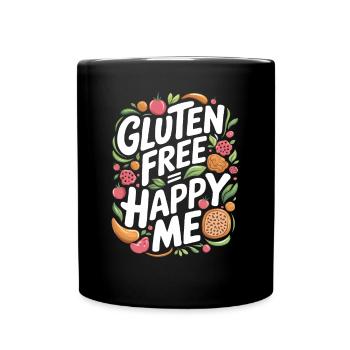 Gluten Free = Happy Me - Colorful Design - Full Colour Mug - black - Front