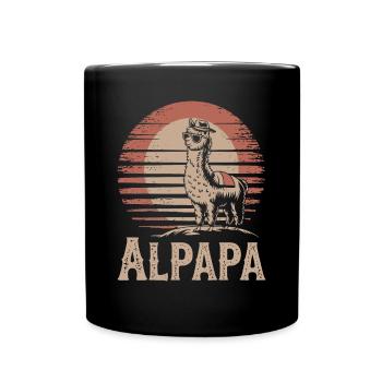 Papa Alpaga Dad dans un look rétro cool - Mug uni - noir - Devant