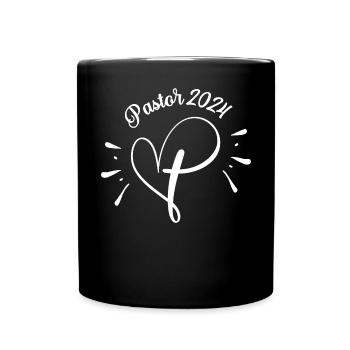 Pastor Kreuz Herz Symbol Christentum Kirche 2024 - Tasse einfarbig - Schwarz - Vorne