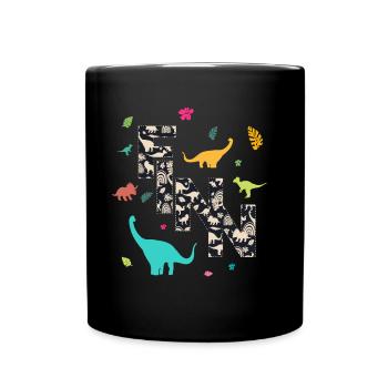 FINN - Schöner Jungen Name mit Dinosaurier - Tasse einfarbig - Schwarz - Vorne