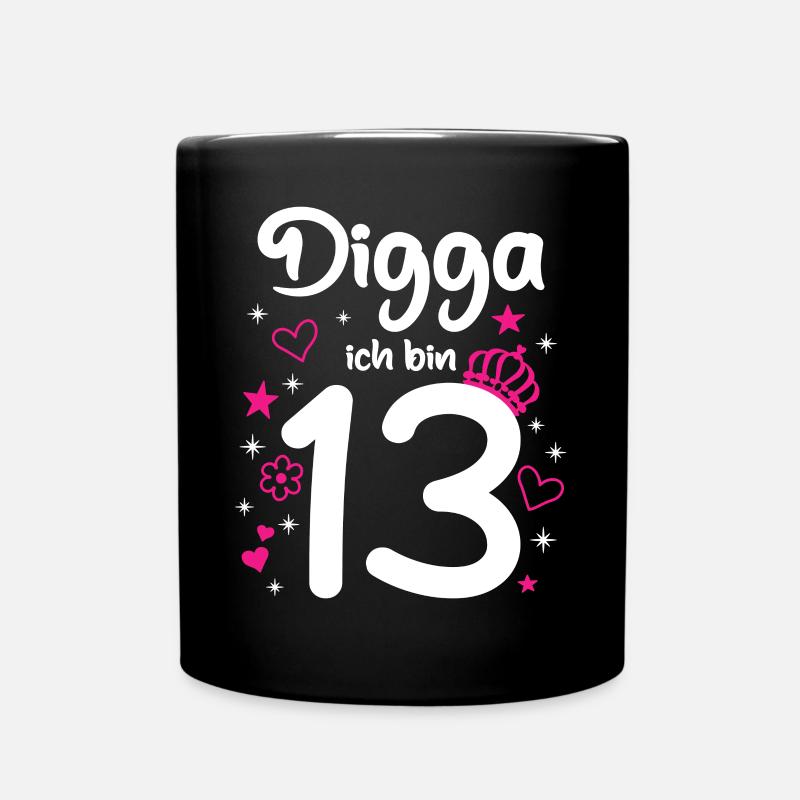 Pink Digga ich bin 13 Mädchen 13. Geburtstag - Tasse einfarbig - Schwarz