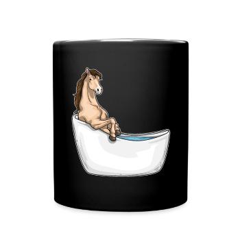 Pferd Baden Badewanne - Tasse einfarbig - Schwarz - Vorne