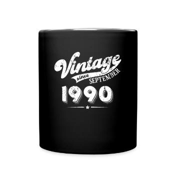 Vintage since September 1990 Geburtstag Geschenk - Tasse einfarbig - Schwarz - Vorne