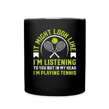 Amateur de tennis - mais dans ma tête, je joue au tennis - Mug uni - noir - Devant