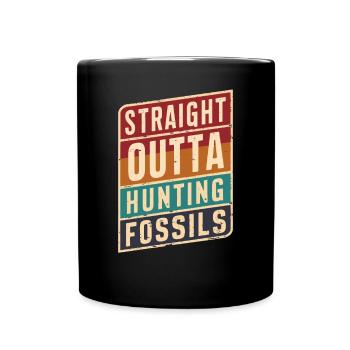 Straight Outta Hunting Fossils Paleontology - Full Colour Mug - black - Front