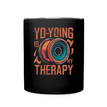Yo-Yoing Is My Therapy Retro - Full Colour Mug - black - Front