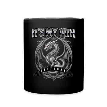 Dragon 14th Birthday Dragon - Full Colour Mug - black - Front