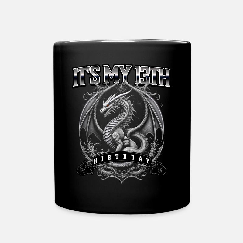 Drache 13. Geburtstag Drachen - Tasse einfarbig - Schwarz