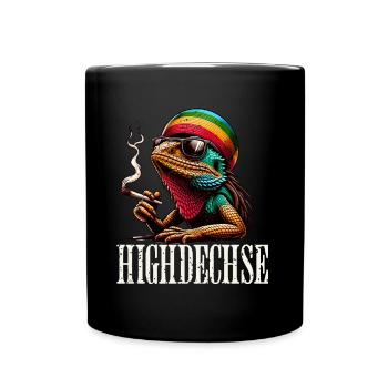 Highdechse Echsen Leguan Reptilien - Tasse einfarbig - Schwarz - Vorne