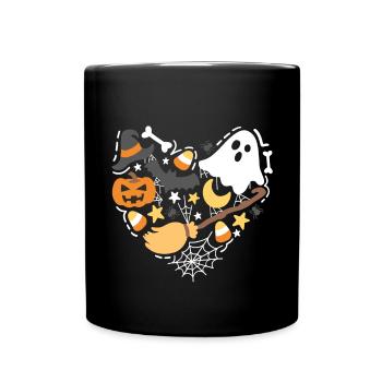 Halloween Geist Kürbis Hexe - Tasse einfarbig - Schwarz - Vorne