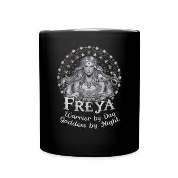 Mythical Norse Goddess Freya Legendary Artwork - Full Colour Mug - black - Front