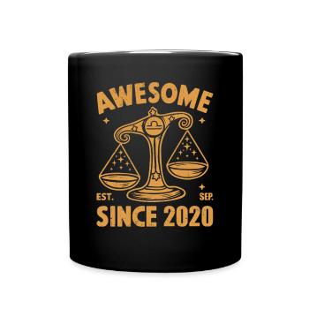 Awesome Since 2020 Libra Birthday - Full Colour Mug - black - Front