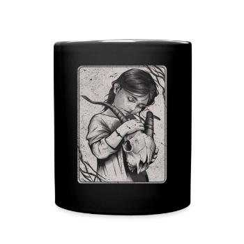 Hidden Darkness – Girl with Demon Skull - Full Colour Mug - black - Front