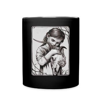 Hidden Darkness – Girl with Demon Skull - Full Colour Mug - black - Front